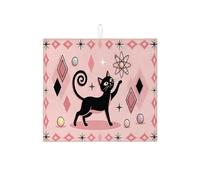 Tappetino scolapiatti per bancone della cucina, tappetino assorbente retrò per scolapiatti a forma di gatto, tappetino scolapiatti in microfibra primaverile per proteggere bar, 40,6 x 45,7 cm