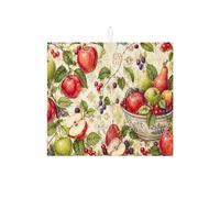Tappetino scolapiatti per bancone della cucina, tappetino assorbente vintage per scolapiatti con frutti rossi, tappetino scolapiatti rustico in microfibra, per proteggere bar, 40,6 x 45,7 cm
