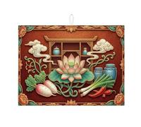 Tappetino scolapiatti per bancone della cucina, tappetino assorbente vintage rosso, tappetino scolapiatti in microfibra autunnale per proteggere la zona pranzo, 45,7 x 61 cm