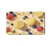 Tappetino scolapiatti per bancone della cucina, tappetino in gomma assorbente per scolapiatti con limone e fragola, tappetino estivo in pelle PU per proteggere bar, 30,5 x 50,8 cm