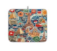 Tappetino scolapiatti per bancone della cucina, tappetino in microfibra per asciugare la torre Eiffel piramide adesivi da viaggio tappetino da caffè 40 x 45 cm