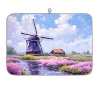 Tappetino scolapiatti per bancone della cucina, tappetino in microfibra per asciugare lavanda, mulino a vento, tappetino da caffè, 60 x 45 cm