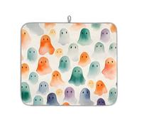 Tappetino scolapiatti per bancone della cucina, tappetino in microfibra per asciugatura acquerello Halloween fantasma tappetino da caffè 40 x 45 cm