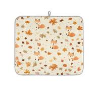 Tappetino scolapiatti per bancone della cucina, tappetino in microfibra per scolapiatti autunnale foglia d'acero piccola volpe tappetino da caffè 40 x 45 cm