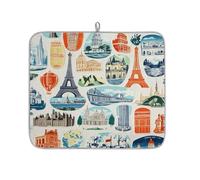 Tappetino scolapiatti per bancone della cucina, tappetino in microfibra per scolapiatti paesaggistico architettura grafica, tappetino da caffè 40 x 45 cm