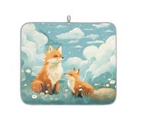 Tappetino scolapiatti per bancone della cucina, tappetino in microfibra per scolapiatti pascolo volpe nuvola tappetino caffè 40 x 45 cm