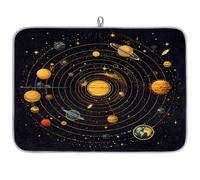 Tappetino scolapiatti per bancone della cucina, tappetino in microfibra per scolare pianeti del sistema solare dell'universo, tappetino da caffè 60 x 45 cm