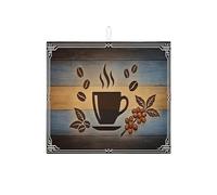 Tappetino scolapiatti per bancone della cucina, tappetino scolapiatti assorbente blu rustico, tappetino scolapiatti vintage in microfibra a chicco di caffè, per protezione della cucina, 40,6 x 45,7 cm