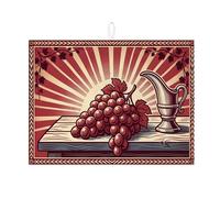 Tappetino scolapiatti per bancone della cucina, tappetino scolapiatti assorbente rosso rustico, in microfibra, per raccolta autunnale, protezione per bar, 45 x 61 cm