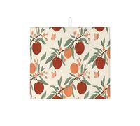 Tappetino scolapiatti per bancone della cucina, tappetino scolapiatti assorbente vintage arancione in microfibra botanica primaverile per protezione bar 40,6 x 45,7 cm