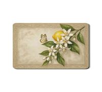 Tappetino scolapiatti per bancone della cucina, tappetino scolapiatti in gomma assorbente beige con motivo floreale e limone, tappetino scolapiatti in pelle PU Spring Nature per bar, 30,5 x 50,8 cm