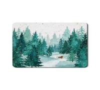 Tappetino scolapiatti per bancone della cucina, tappetino scolapiatti in gomma assorbente con albero di pino verde rustico, tappetino scolapiatti invernale in pelle PU, 30,5 x 50,8 cm