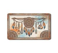 Tappetino scolapiatti per bancone della cucina, tappetino scolapiatti in gomma assorbente con piume arancioni e blu, tappetino scolapiatti rustico autunnale in pelle PU, 30,5 x 50,8 cm