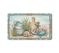 Tappetino scolapiatti per bancone della cucina, tappetino scolapiatti in gomma assorbente nautica a forma di granchio, stile spiaggia estivo, 30,5 x 50,8 cm