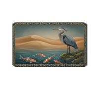 Tappetino scolapiatti per bancone della cucina, tappetino scolapiatti in gomma assorbente vintage blu verde con motivo Heron, tappetino scolapiatti in pelle sintetica di ispirazione naturale, 30,5 x