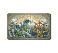 Tappetino scolapiatti per bancone della cucina, tappetino scolapiatti in gomma assorbente vintage blu oceano con onde nautiche, tappetino scolapiatti estivo in pelle PU, 30,5 x 50,8 cm