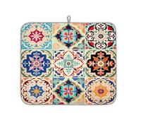 Tappetino scolapiatti per bancone della cucina, tappetino scolapiatti in microfibra arte messicana piastrelle di ceramica Boho damascato tappetino da caffè 40 x 45 cm