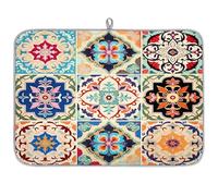 Tappetino scolapiatti per bancone della cucina, tappetino scolapiatti in microfibra arte messicana piastrelle di ceramica Boho damascato tappetino da caffè 60 x 45 cm