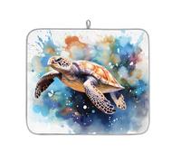 Tappetino scolapiatti per bancone della cucina, tappetino scolapiatti in microfibra arte oceano tartaruga marina animale tappetino caffè 40 x 45 cm