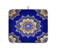 Tappetino scolapiatti per bancone della cucina, tappetino scolapiatti in microfibra blu dorato mandala tappetino da caffè 40 x 45 cm
