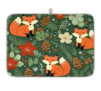 Tappetino scolapiatti per bancone della cucina, tappetino scolapiatti in microfibra con stampa di volpe e bosco, 60 x 45 cm