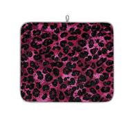 Tappetino scolapiatti per bancone della cucina, tappetino scolapiatti in microfibra con stampa leopardata rosa nera 40 x 45 cm
