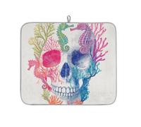 Tappetino scolapiatti per bancone della cucina, tappetino scolapiatti in microfibra Coraline Skull Coffee Mat 40 x 45 cm