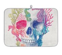 Tappetino scolapiatti per bancone della cucina, tappetino scolapiatti in microfibra Coraline Skull Coffee Mat 60 x 45 cm