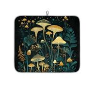 Tappetino scolapiatti per bancone della cucina, tappetino scolapiatti in microfibra, motivo: funghi della giungla, 40 x 45 cm