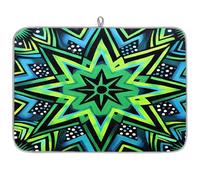 Tappetino scolapiatti per bancone della cucina, tappetino scolapiatti in microfibra verde ottagonale a forma di stella, 60 x 45 cm