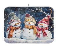Tappetino scolapiatti per bancone della cucina Tre pupazzo di neve Brothers Stuoie di asciugatura Assorbente in microfibra Scolapiatti Pad Riutilizzabile Lavabile Stuoie Scolapiatti Medio 45x60