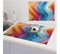 Tappetino scolapiatti per bancone della cucina, ultra assorbente, in microfibra, tappetino scolapiatti con curva arcobaleno, tappetino antiscivolo per scolapiatti da caffè, tappetino da bar, per piani