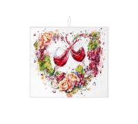 Tappetino scolapiatti per bicchieri da vino per bancone della cucina, tappetino scolapiatti assorbente floreale con uva rosa, tappetino scolapiatti in microfibra primaverile per bancone della cucina