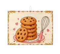 Tappetino scolapiatti per biscotti con gocce di cioccolato, per bancone della cucina, con motivo a cuore, assorbente, in microfibra, per bar, 45,7 x 61 cm