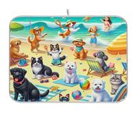 Tappetino scolapiatti per cani e gatti sulla spiaggia per bancone della cucina, tappetino assorbente in microfibra, 40,6 x 45,7 cm, tappetino protettivo scolapiatti