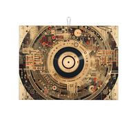 Tappetino scolapiatti per CD, stile vintage, assorbente, per bancone della cucina, note musicali, caffè, scolapiatti con anello per appenderlo, 45,7 x 61 cm