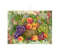 Tappetino scolapiatti per cesto di frutta, per bancone della cucina, stile vintage, floreale, assorbente, tappetino scolapiatti estivo, in microfibra, 45,7 x 61 cm