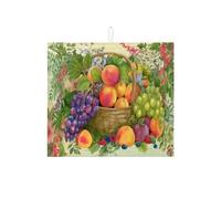 Tappetino scolapiatti per cesto di frutta, per bancone della cucina, stile vintage, floreale, assorbente, tappetino scolapiatti estivo, in microfibra, 40,6 x 45,7 cm