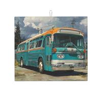 Tappetino scolapiatti per cucina AKGFFDS Bus sul lato della strada stampa ultra assorbente, reversibile ed elegante tappetino da cucina