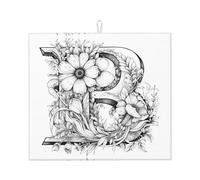 Tappetino scolapiatti per cucina AKGFFDS lettera B stampa fiori ultra assorbente, reversibile ed elegante tappetino da cucina