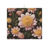 Tappetino scolapiatti per cucina AKGFFDS stampa crisantemo rosa ultra assorbente, reversibile ed elegante tappetino da cucina