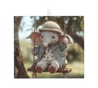 Tappetino scolapiatti per cucina AKGFFDS The Little Elephant on The Swing stampa ultra assorbente, reversibile ed elegante tappetino da cucina