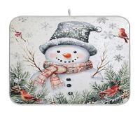 Tappetino scolapiatti per cucina bancone foglie e pupazzo di neve, tappetino assorbente in microfibra scolapiatti riutilizzabile lavabile tappetino scolapiatti medio 45 x 60 cm