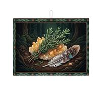 Tappetino scolapiatti per cucina, colore verde foresta, tappetino assorbente per scolapiatti, tappetino in microfibra autunnale per proteggere il bancone della cucina, 45,7 x 61 cm