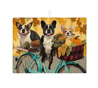 Tappetino scolapiatti per cucina con cane autunnale, design con animali carini, assorbente, comodo tappetino in microfibra per proteggere il bancone della cucina, 45,7 x 61 cm