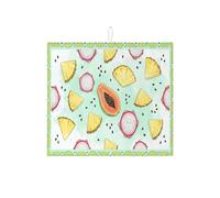 Tappetino scolapiatti per cucina con frutta tropicale, ananas verde, drago, assorbente, tappetino in microfibra floreale estivo per bancone della cucina, 40,6 x 45,7 cm