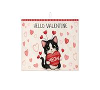 Tappetino scolapiatti per cucina con gatto di San Valentino, con simpatico motivo a gattini bianchi e neri, tappetino assorbente in microfibra per bancone, 40,6 x 45,7 cm