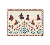 Tappetino scolapiatti per cucina, con motivo floreale e farfalle, in gomma assorbente rossa, stile vintage, tappetino scolapiatti decorativo in pelle sintetica per bar, 45,7 x 61 cm