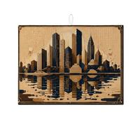 Tappetino scolapiatti per cucina, con skyline della città, colore nero e oro, assorbente, tappetino scolapiatti in microfibra Urban Chic per bancone della cucina, 45,7 x 61 cm