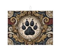 Tappetino scolapiatti per cucina, con stampa di zampe, in stile vintage, assorbente nero, tappetino decorativo in microfibra per asciugatura bar, 45,7 x 61 cm